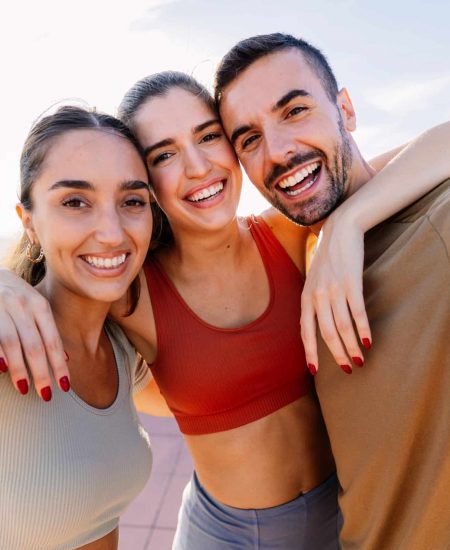 Three,Young,Sportive,Friends,Taking,Selfie,After,Workout,Routine,Outdoor. friends supporting each other